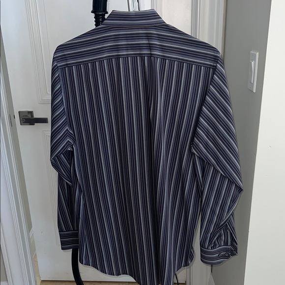 TailorByrd Navy and White Striped Shirt - Picture 2 of 3